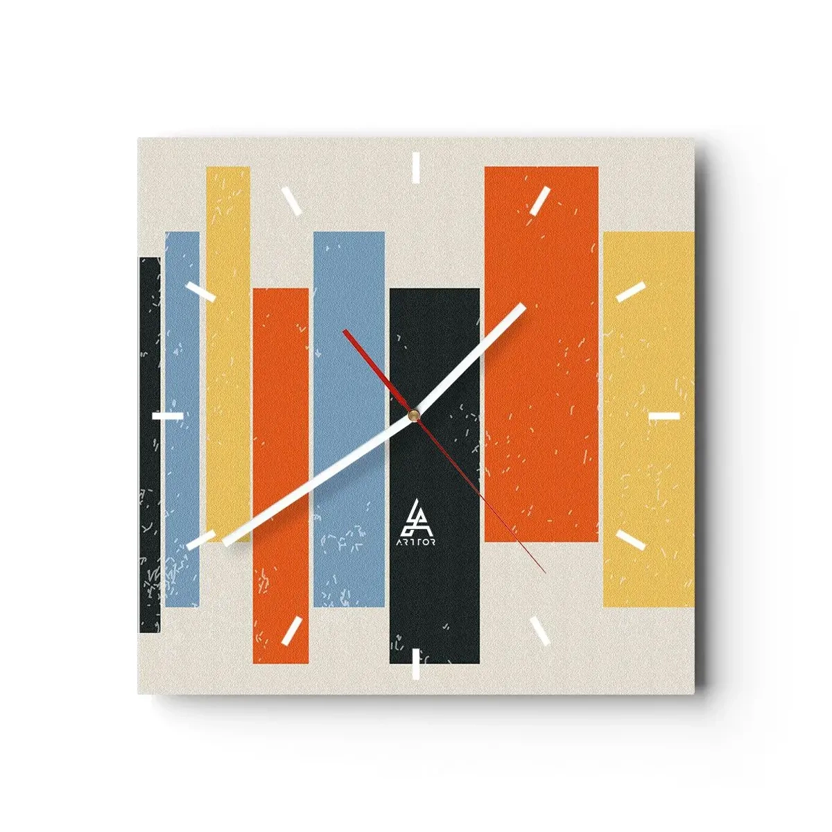 Wall clock - Clock on glass - Notation of Music - 30x30 cm