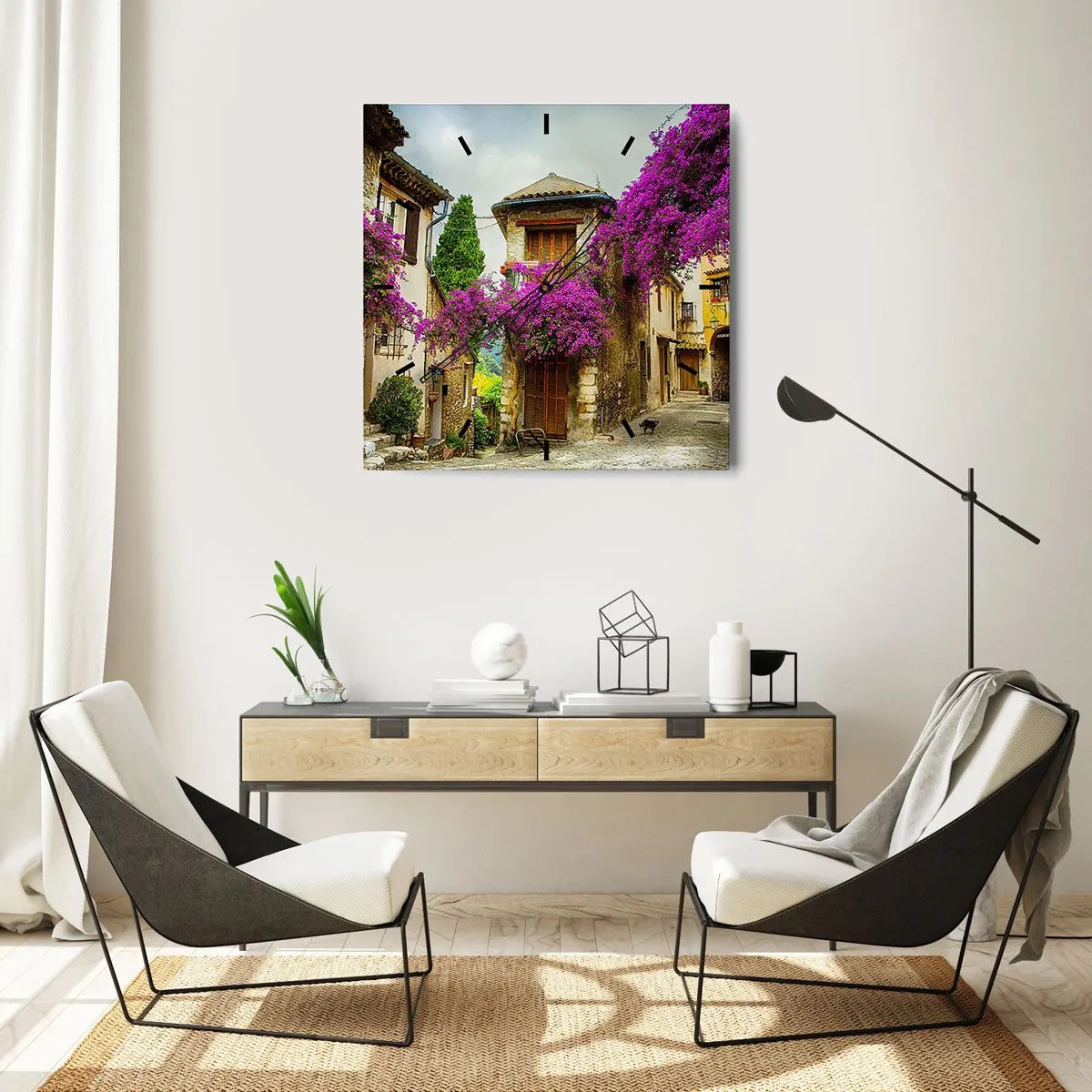 Wall clock - Clock on glass - Under a Flowery Canopy - 30x30 cm