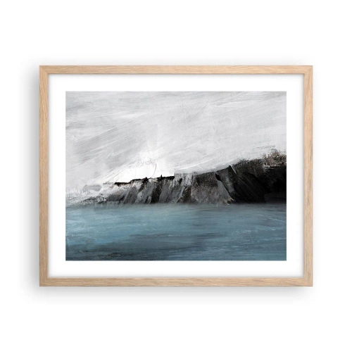Poster in light oak frame - Water-Earth: Clash of Elements - 50x40 cm