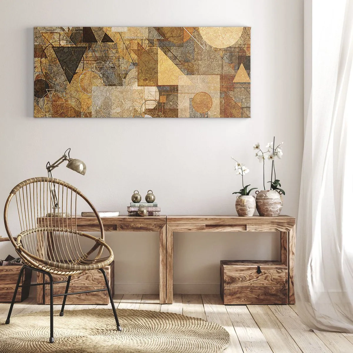 Canvas picture - Cubist Study in Brown - 140x50 cm