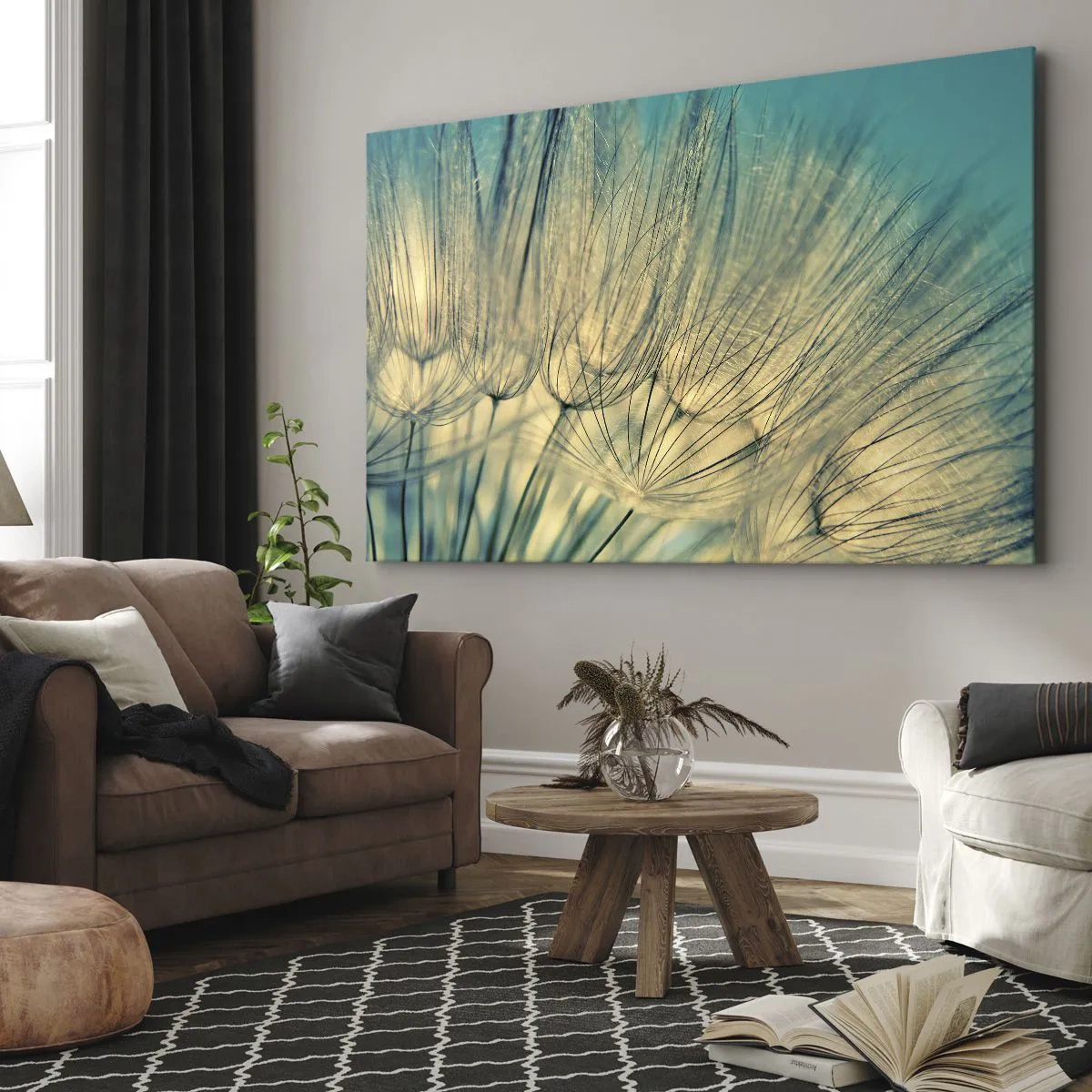 Canvas picture - Macro photography of dandelions in daylight - 70x50cm - Waiting for the Wind - Modern wall decoration for the living room and bedroom ARTTOR