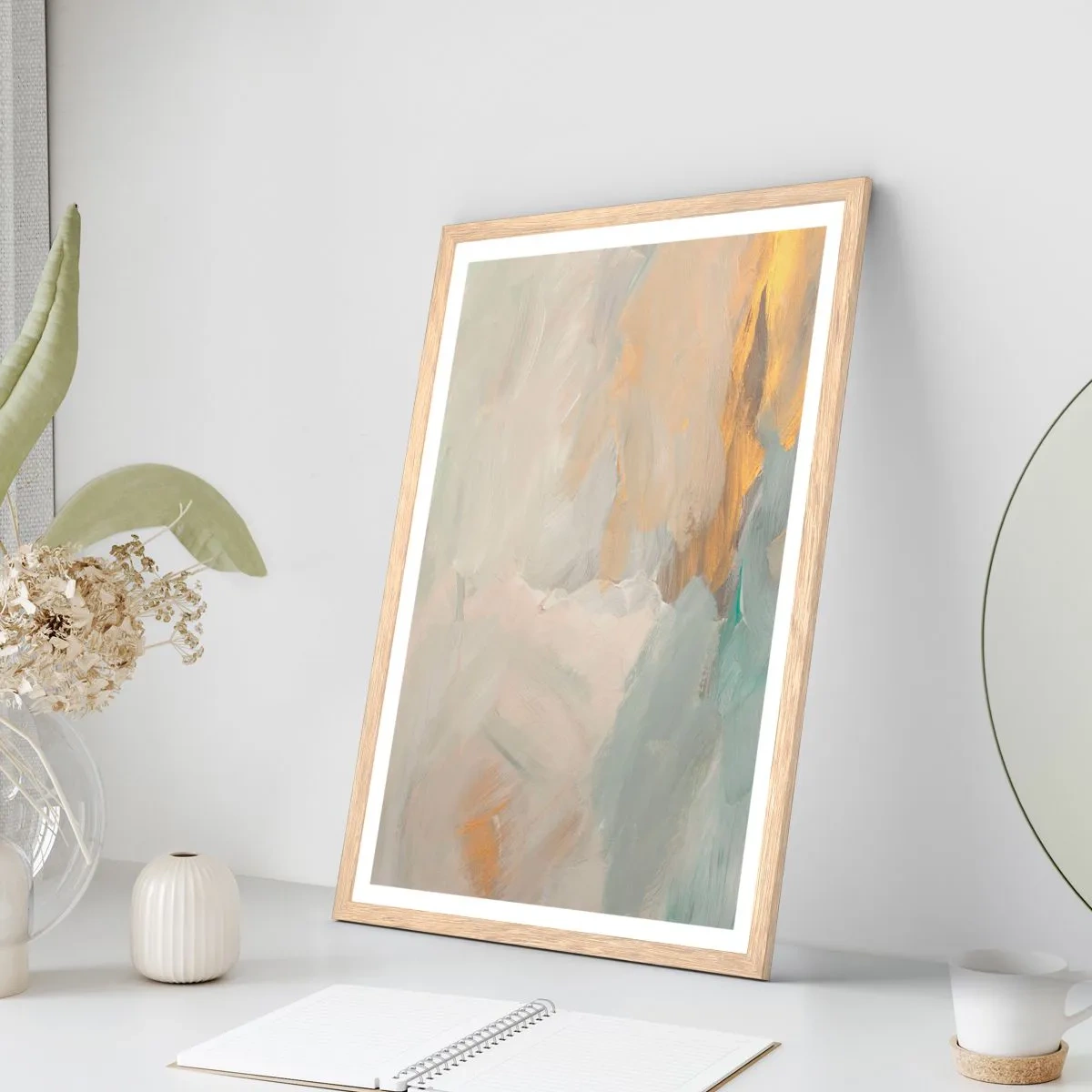 Poster in light oak frame - Abstract: Land of Gentleness - 40x50 cm