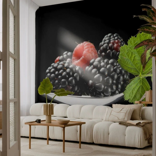 Photo Wallpaper Premium Sand - Taste of Freshness - Fruit, Blackberry, Raspberry - 400x280 cm