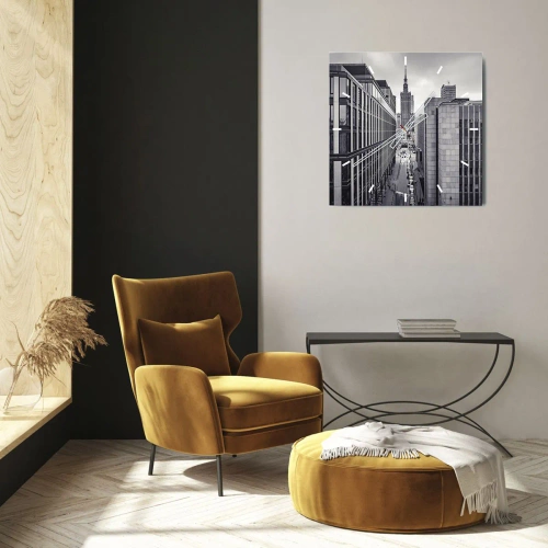 Wall clock - Clock on glass - Warsaw Valley - 40x40 cm