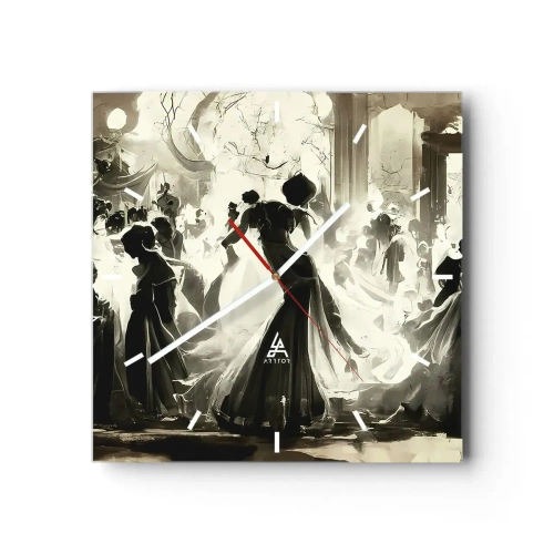 Wall clock - Clock on glass - Big Masquerade - 30x30 cm