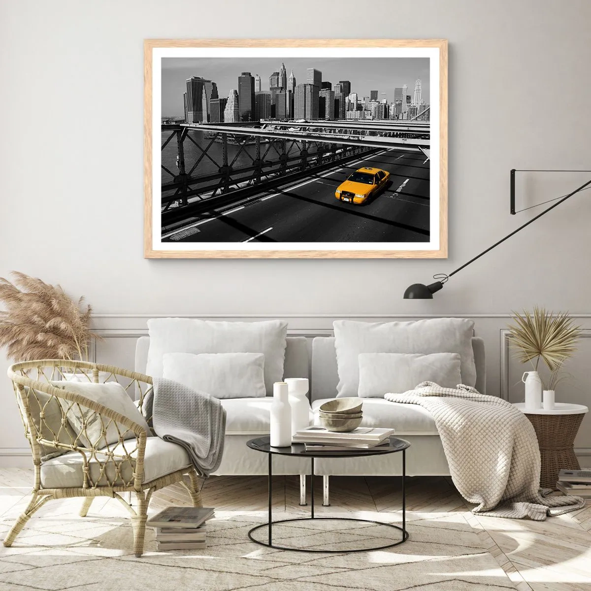Poster in light oak frame - Colour of a Big City - 100x70 cm
