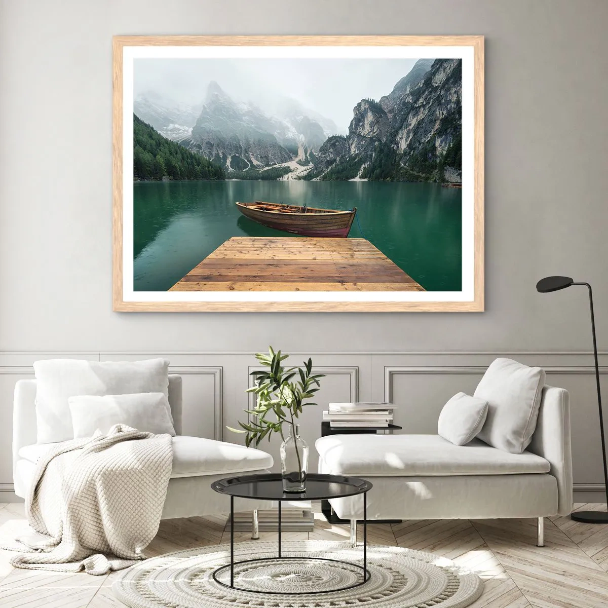 Poster in light oak frame - Boat Found Solitude - 100x70 cm