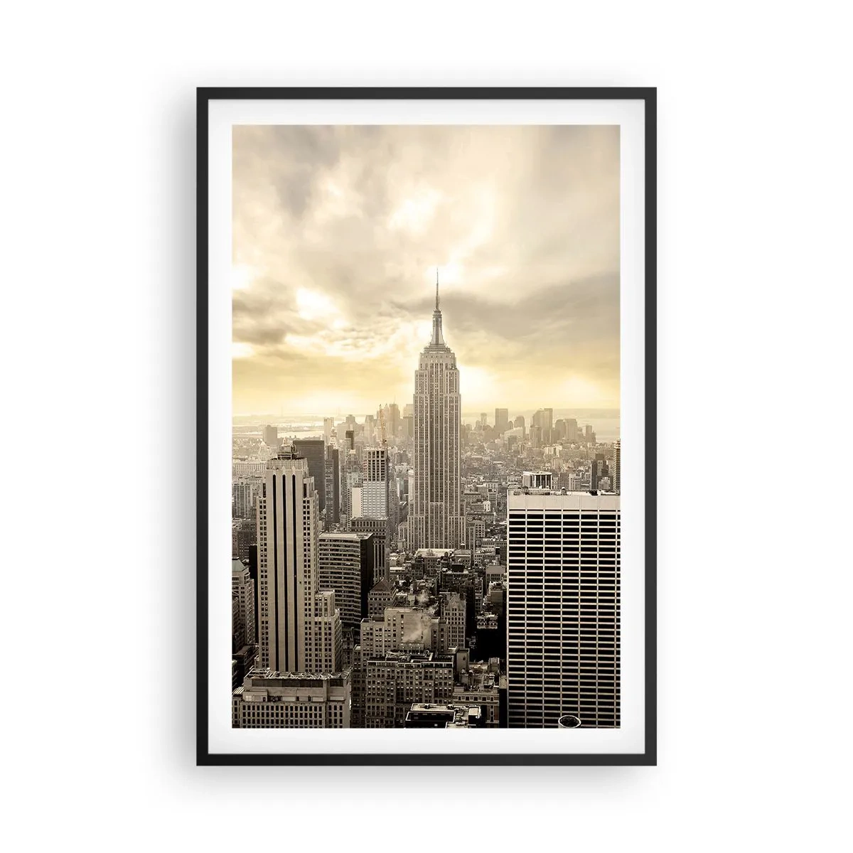 Poster in black frame - New York Woven in Grey - 61x91 cm