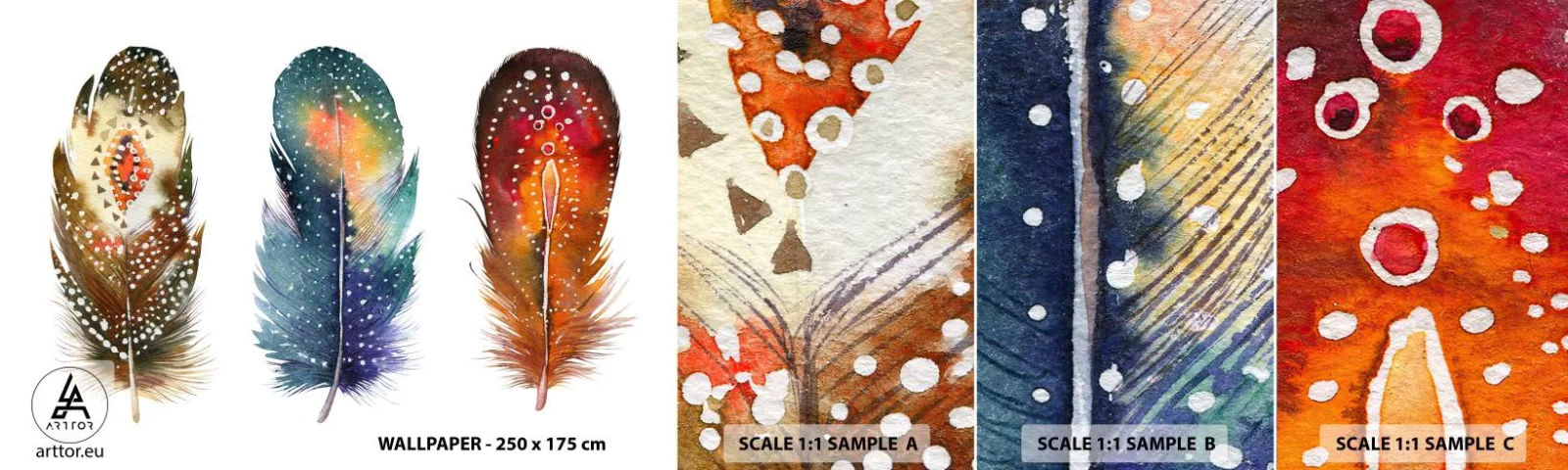 Photo Wallpaper Sample Standard Eco - Rituals, Customs, Secrets - Bird's feather, Bird, Abstraction - 100x30 cm