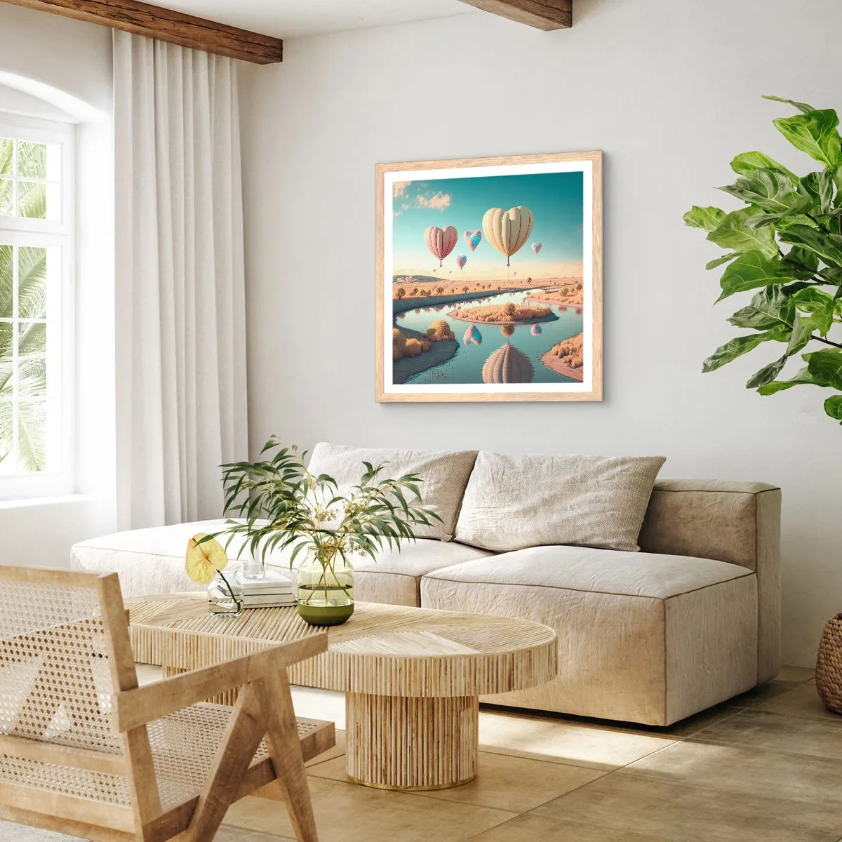 Poster in light oak frame - Love Lifts You up - 50x50 cm