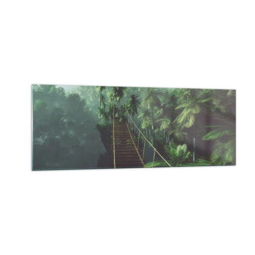 Glass picture - Hanging Bridge in the Green - 140x50 cm