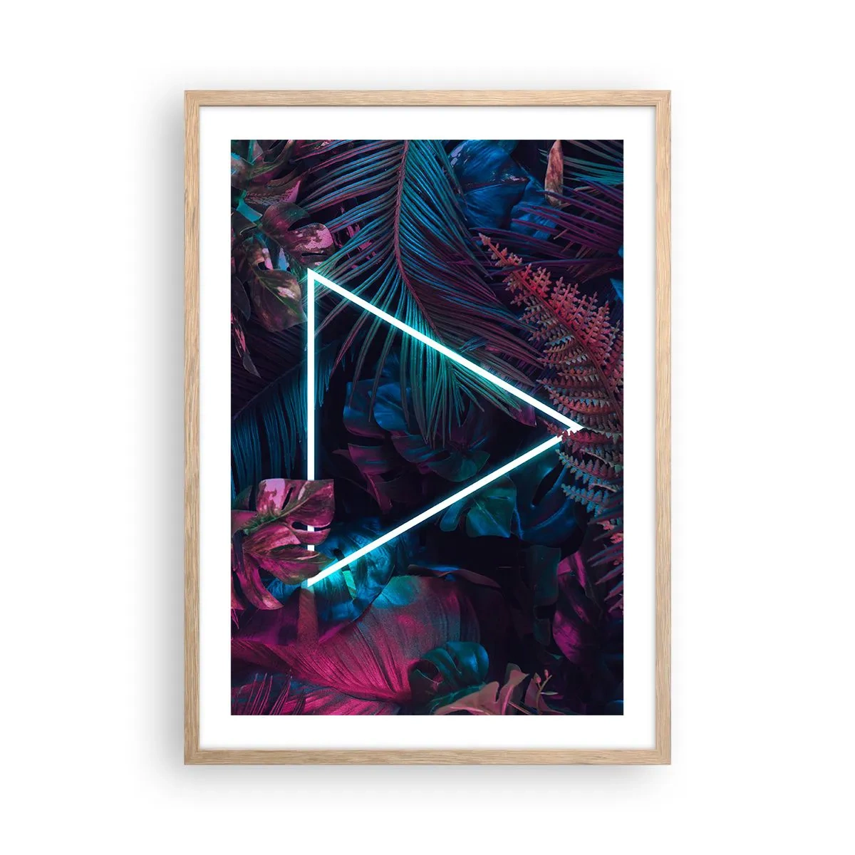 Poster in light oak frame - Disco Style Garden - 50x70 cm