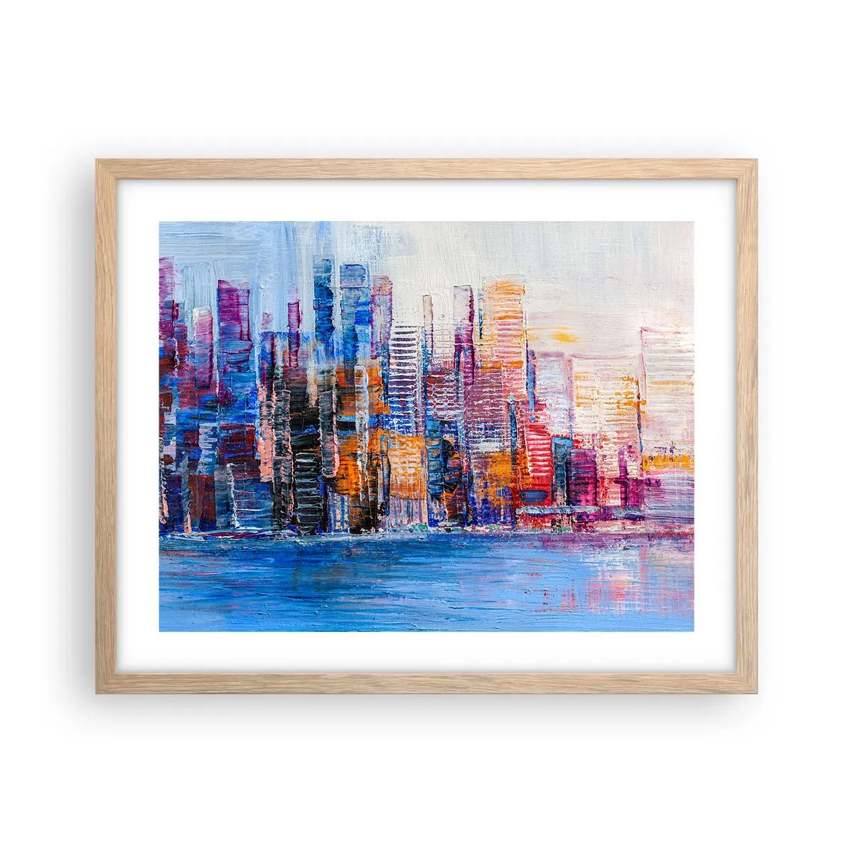 Poster in light oak frame - Joyful Metropolis - 50x40 cm