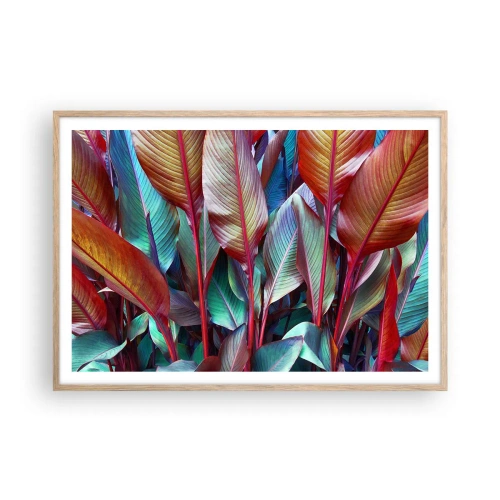 Poster in light oak frame - Colourful Thicket - 100x70 cm