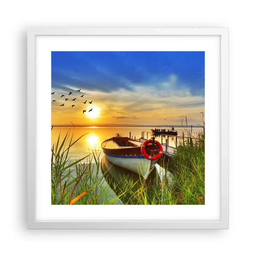 Poster in white frmae - Cormorants Are Flying Away - 40x40 cm