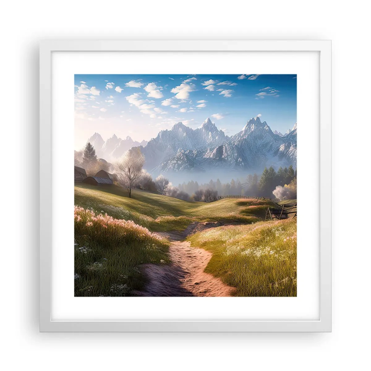 Poster in white frmae - Quiet Valley - 40x40 cm