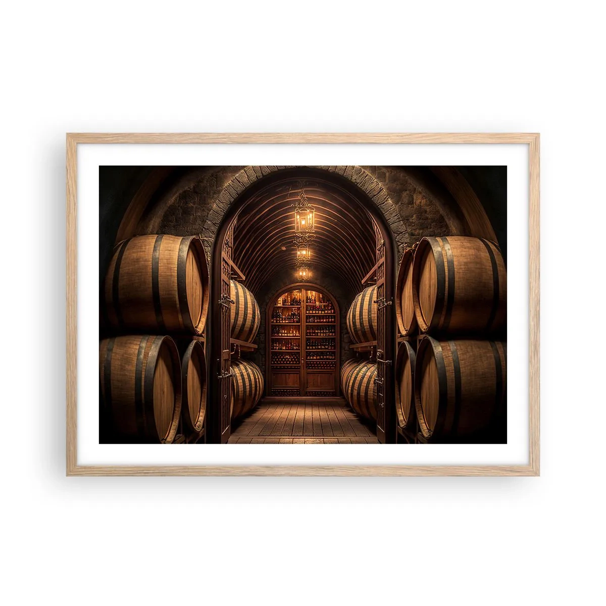 Poster in light oak frame - Atmospheric Cellar - 70x50 cm