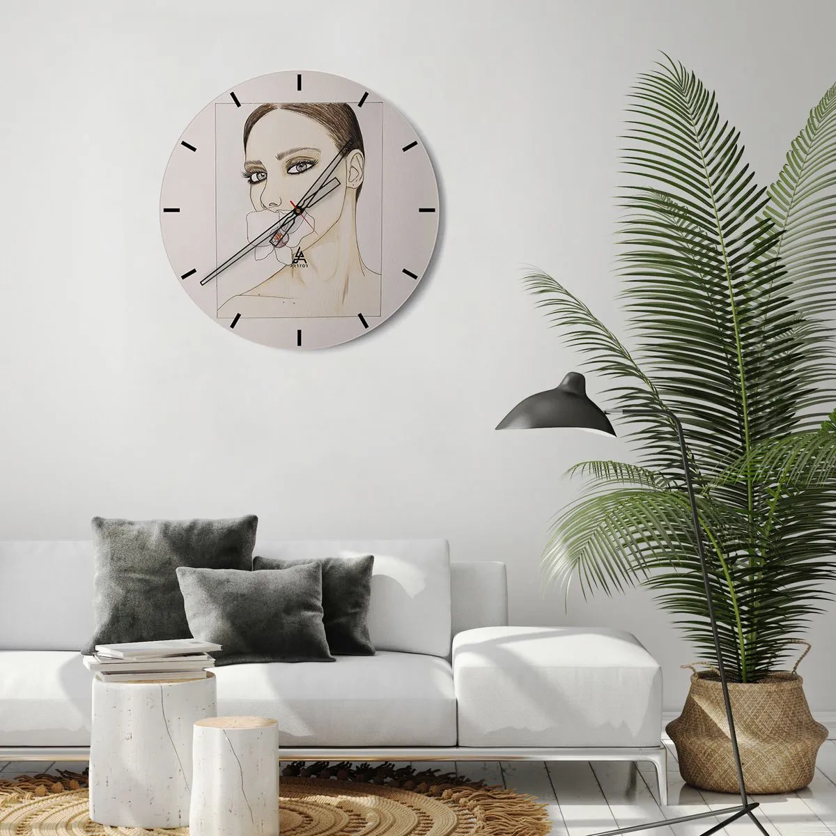 Wall clock - Clock on glass - Ocean waves crashing onto a golden beach, seen from a bird's eye view - 30x30cm - Symbol of Elegance and Beauty - Modern wall decoration for the living room, kitchen, and bedroom ARTTOR