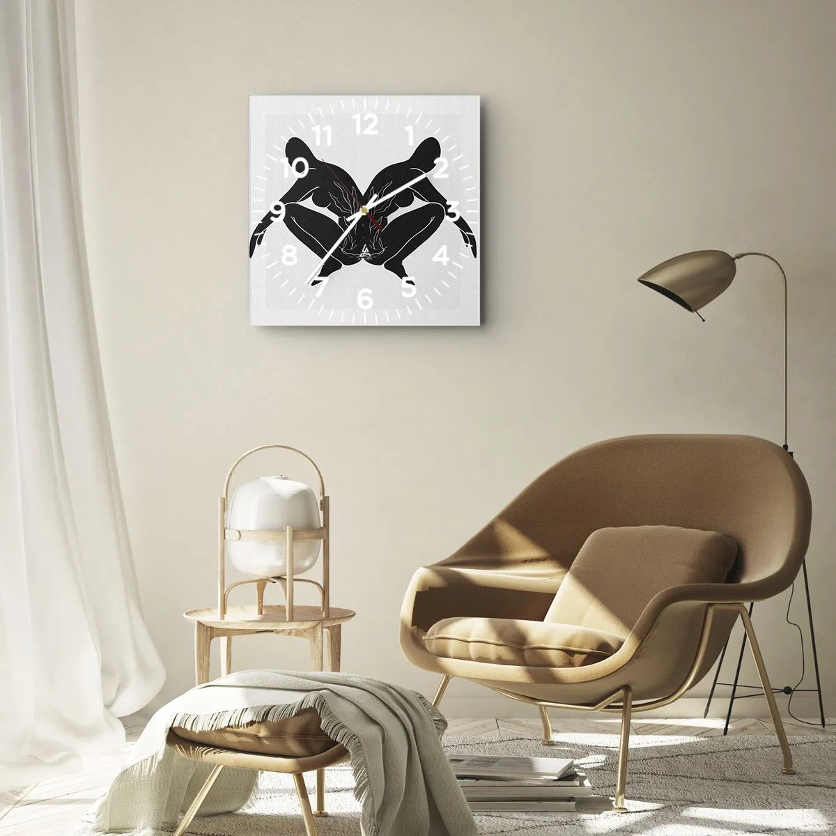 Wall clock - Clock on glass - Mutual Soul - 30x30 cm