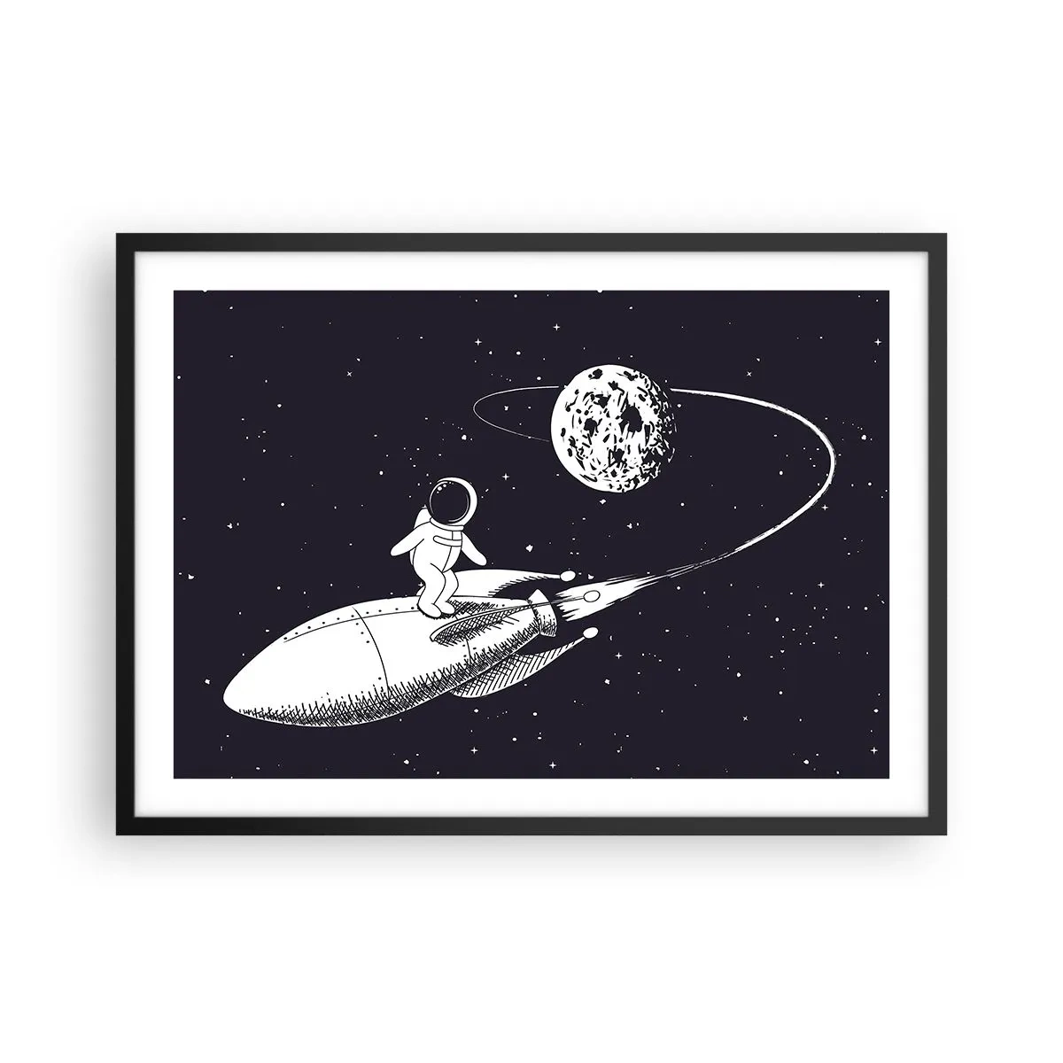 Poster in black frame - Space Surfer - 70x50 cm