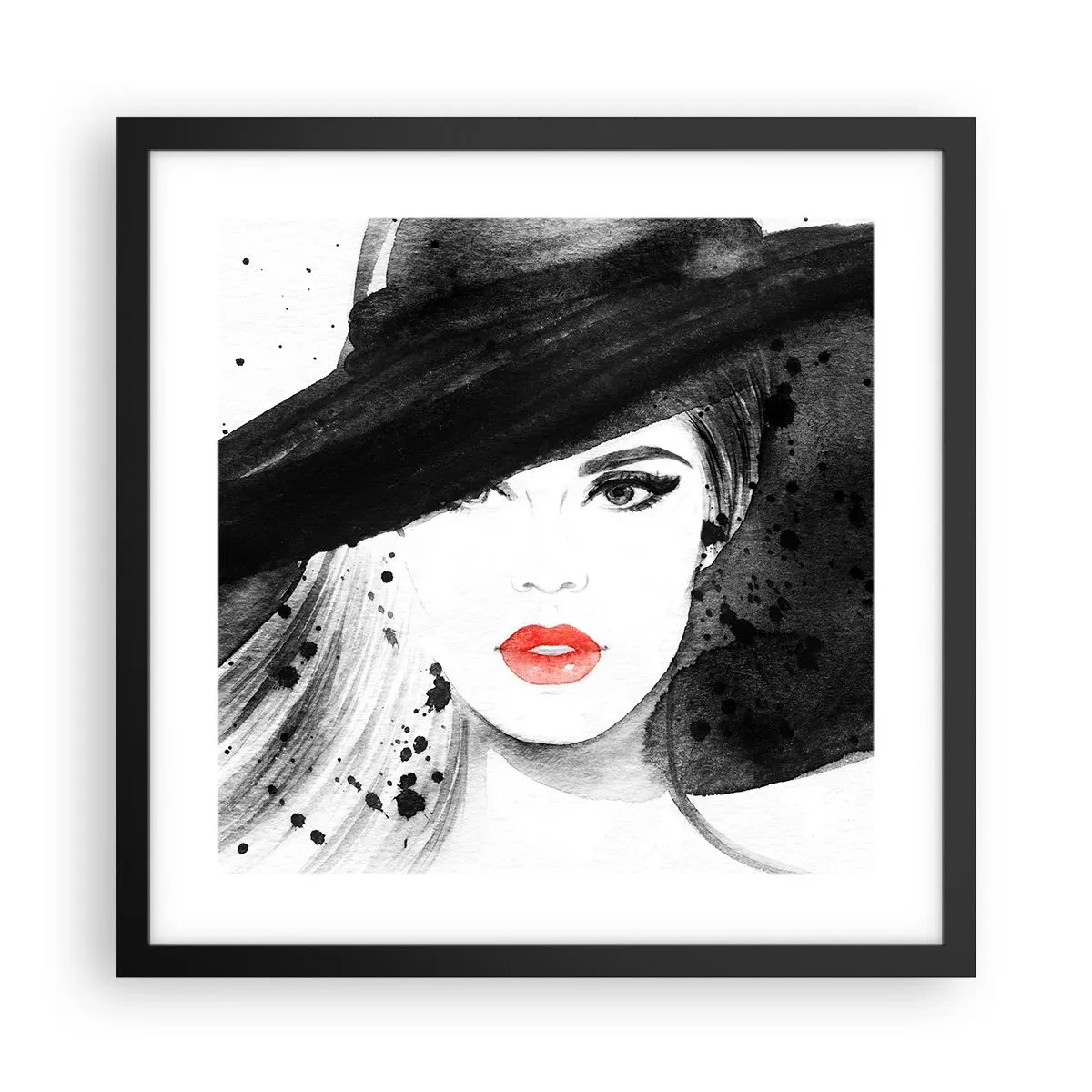 Poster in black frame - Lady in Black - 40x40 cm