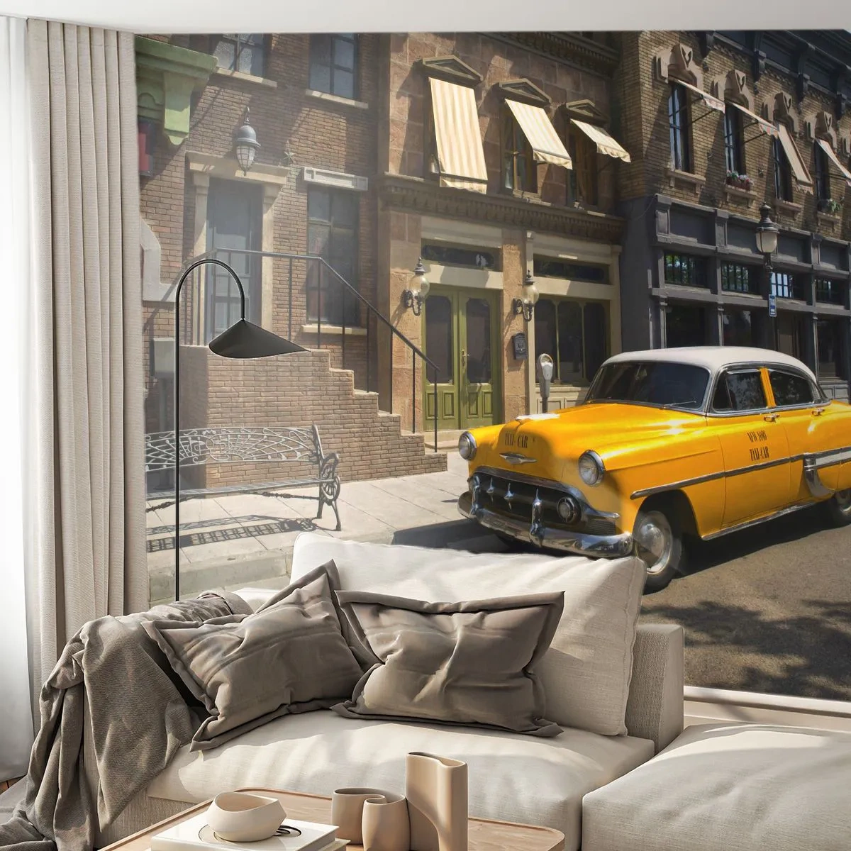 Self-Adhesive Photo Wallpaper Deluxe Sticker - Long Time Ago in America - City, Taxi, New York - 250x175 cm