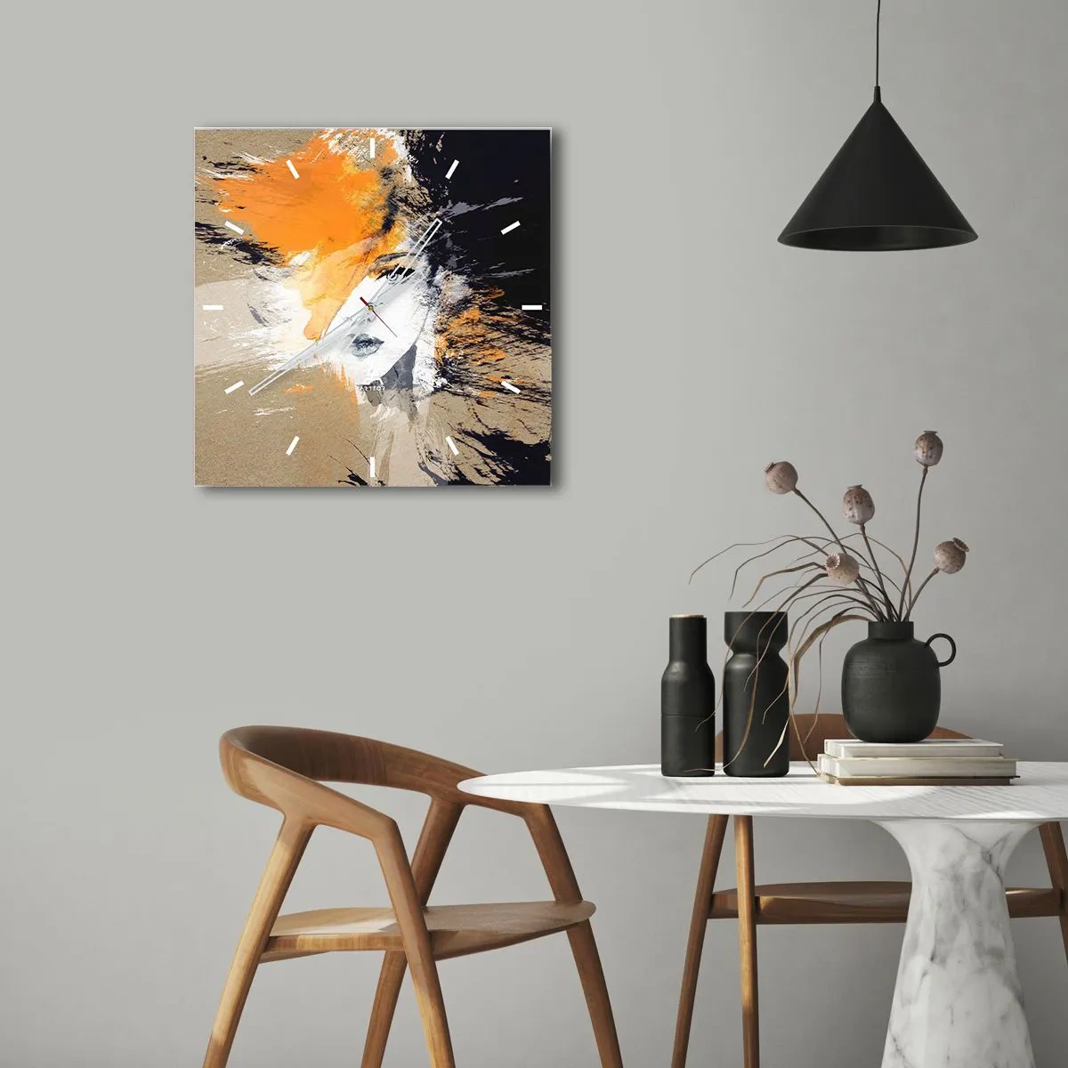 Wall clock - Clock on glass - And There Was Light - 40x40 cm