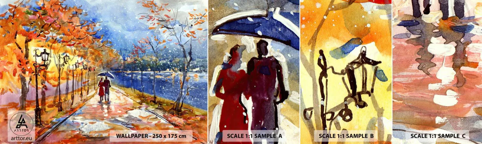 Photo Wallpaper Sample Self-Adhesive Deluxe Sticker - Together to the Limit of Time  - Landscape, Park Avenue, Trees - 100x30 cm