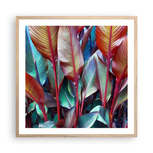 Poster in light oak frame - Colourful Thicket - 60x60 cm