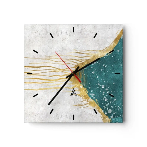Wall clock - Clock on glass - Golden Tide - 40x40 cm