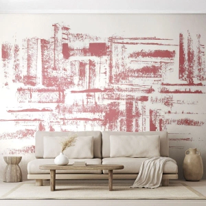 Photo Wallpaper Premium Sand - Red City - Abstraction, Graphics, Painting - 400x280 cm