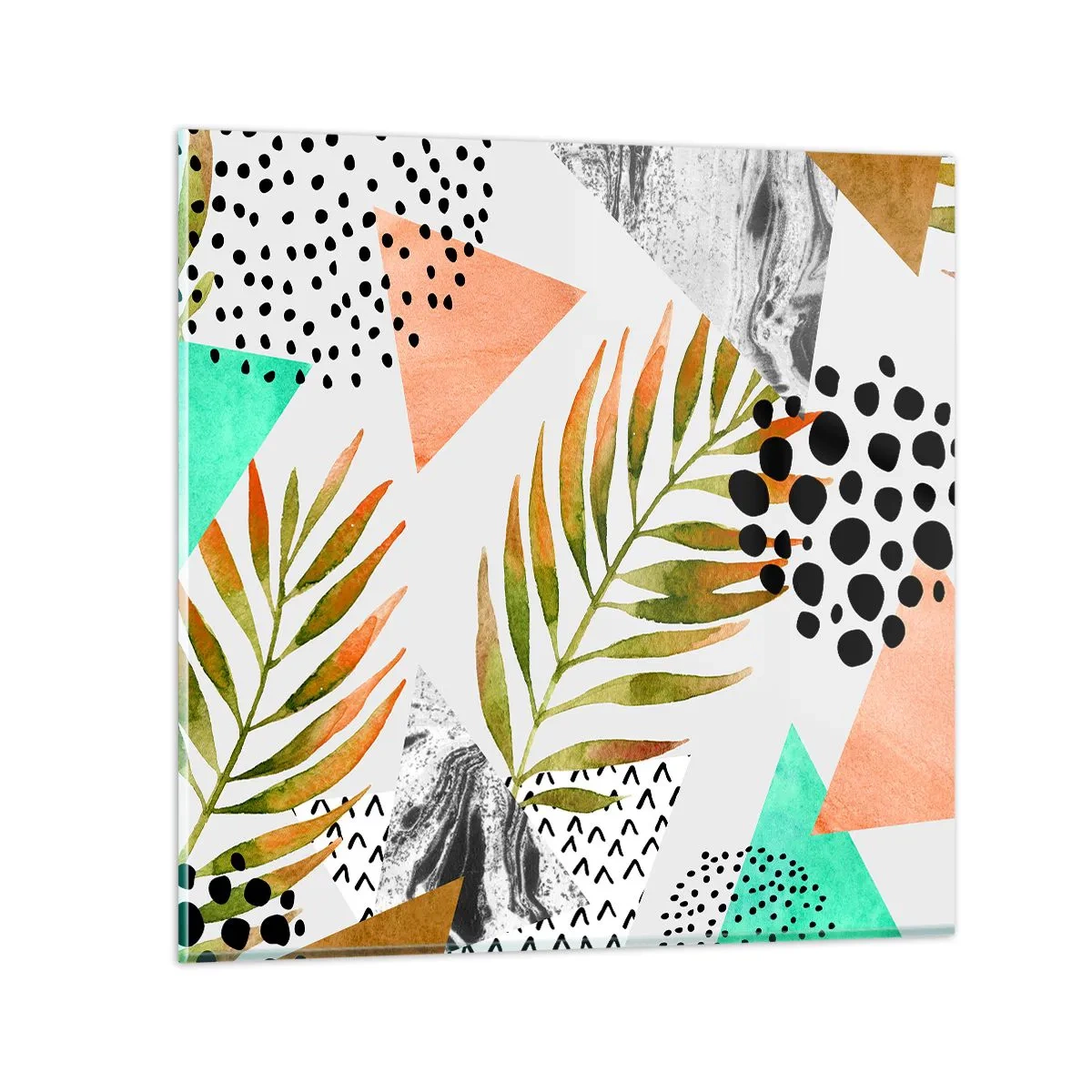 Glass picture - Decorated with a Palm Leaf - 60x60 cm