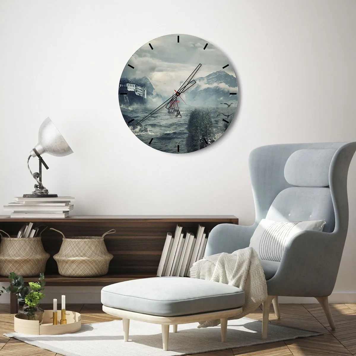 Wall clock - Clock on glass - On Magical Waters - 40x40 cm
