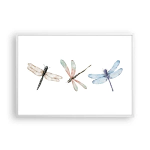 Poster in white frmae - Lightness of Dragonflies  - 100x70 cm