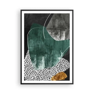 Poster in black frame - Colourful Abstract with a Golden Petal - 70x100 cm