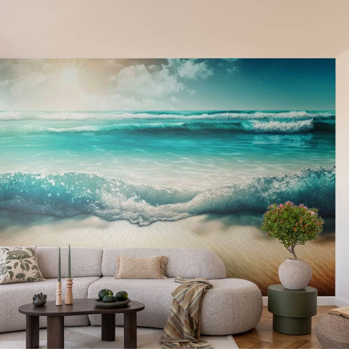 Photo Wallpaper Premium Sand - Calm of the Ocean - Beach, Sea, Edge - 400x280 cm