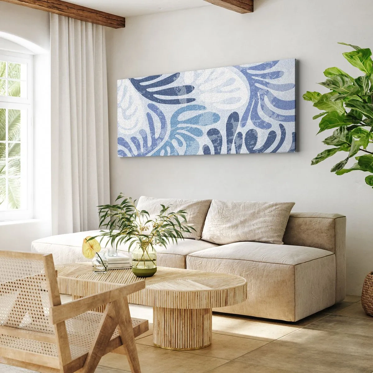 Canvas picture - Blue Ferns - 160x50 cm