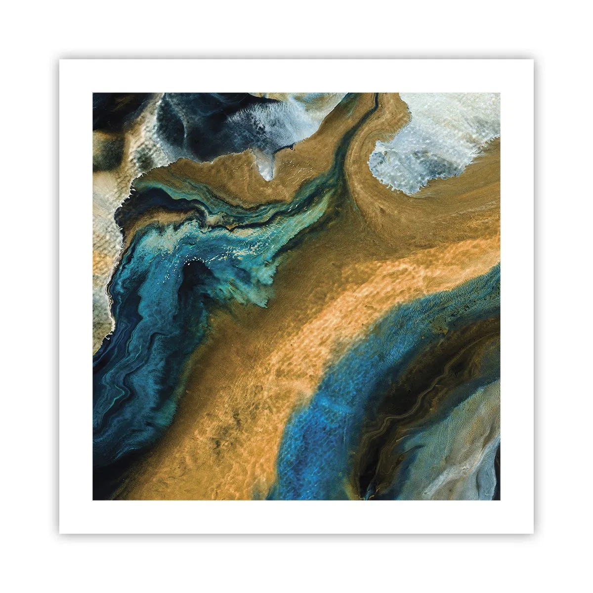 Poster - Blue -Yellow - Mutal Influences - 50x50 cm