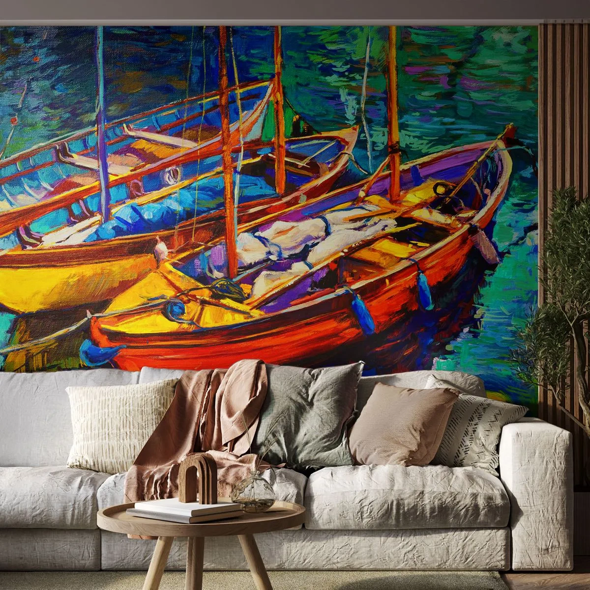 Photo Wallpaper Standard Eco - On Water Thick with Colours - Łódź, Sailboat, Sea - 200x140 cm