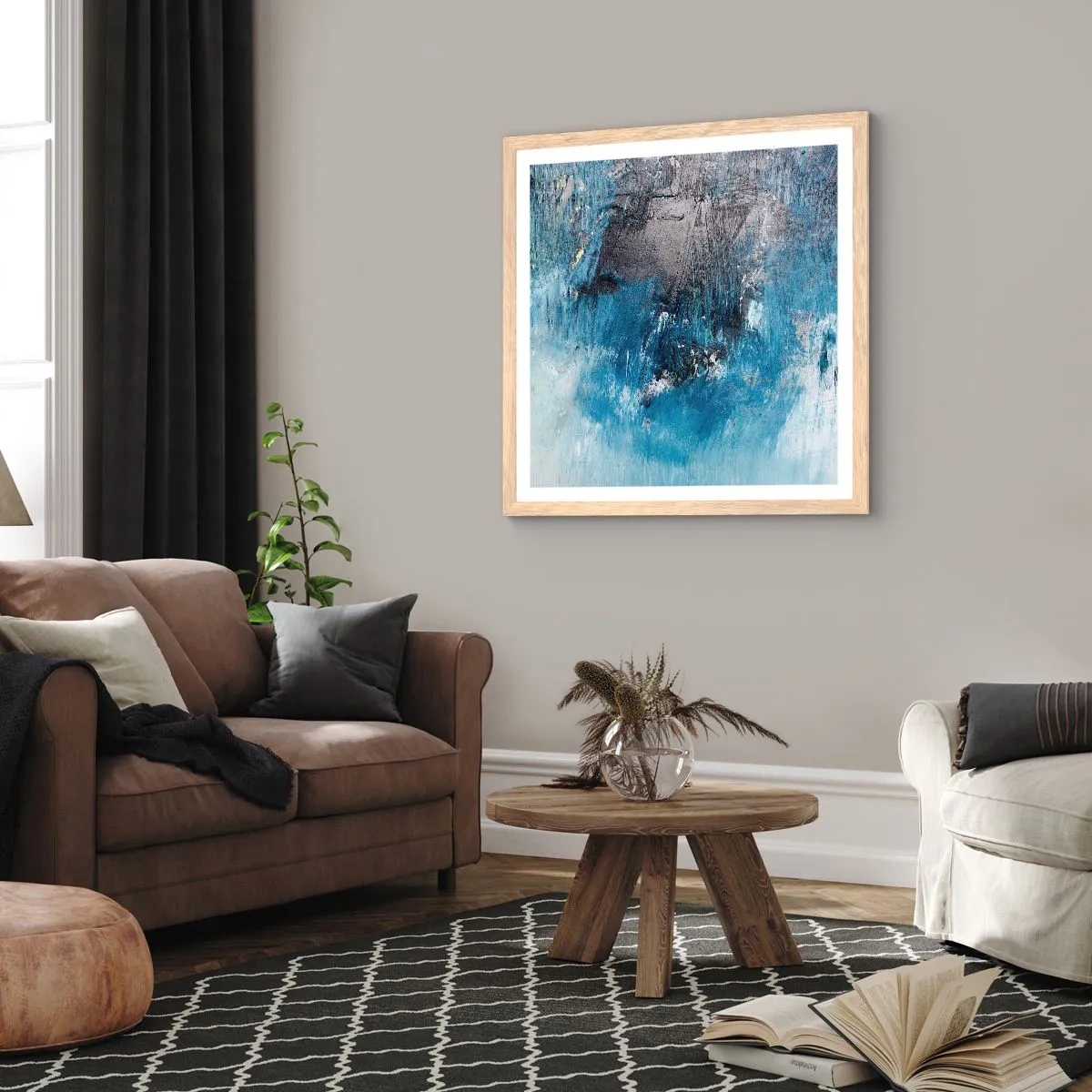 Poster in light oak frame - Blue Rhapsody - 30x30 cm
