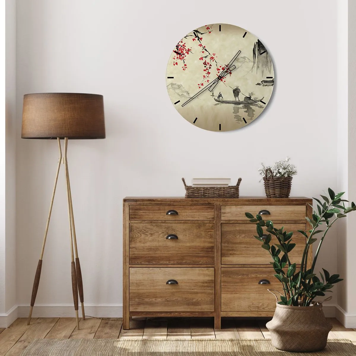 Wall clock - Clock on glass - In Cherry Blossom Country - 30x30 cm
