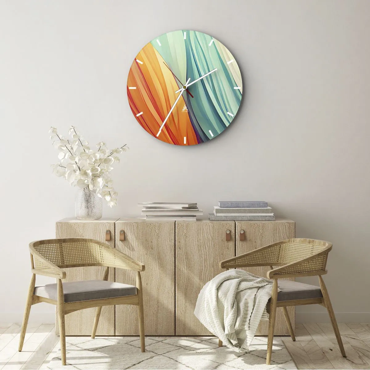 Wall clock - Clock on glass - Rainbow Knot - 40x40 cm