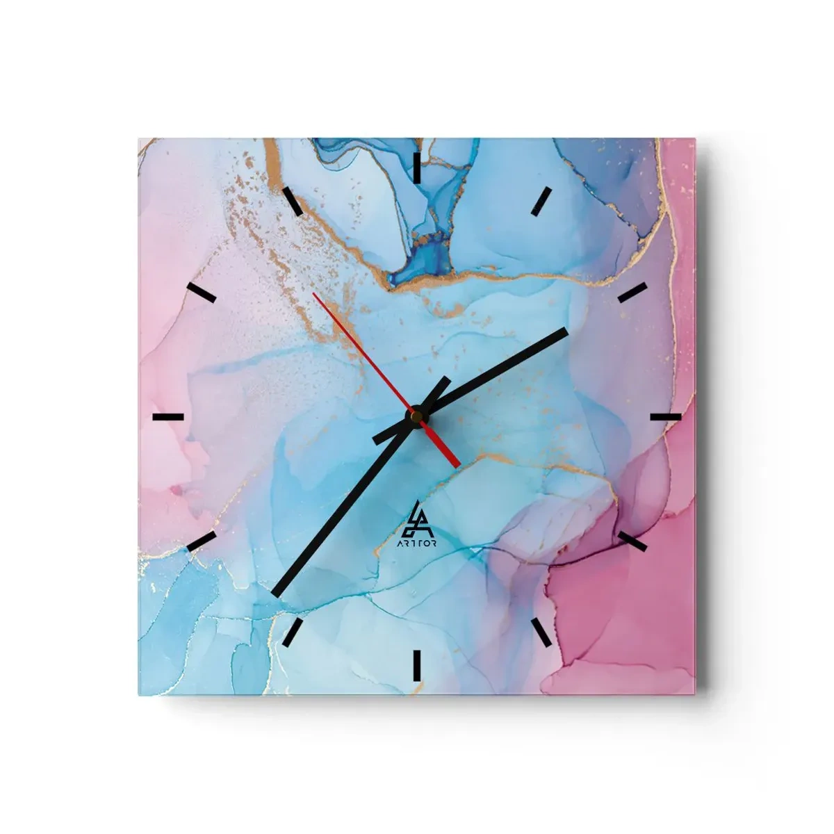 Wall clock - Clock on glass - Encounter and Permeation - 30x30 cm