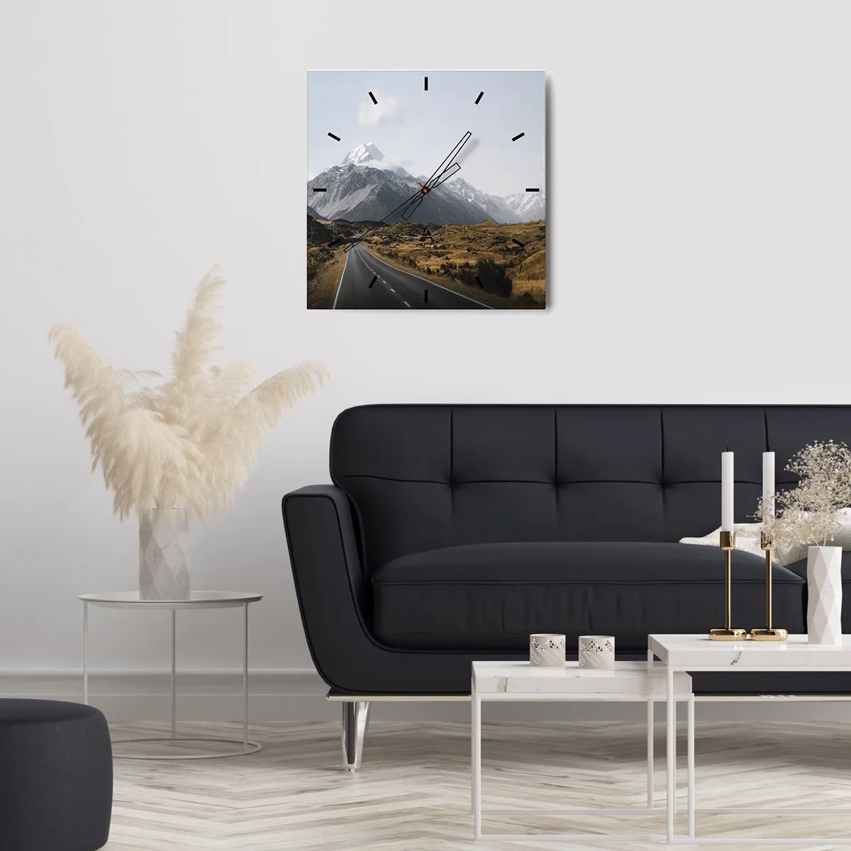 Wall clock - Clock on glass - Road to the Heart of the Mountains - 30x30 cm