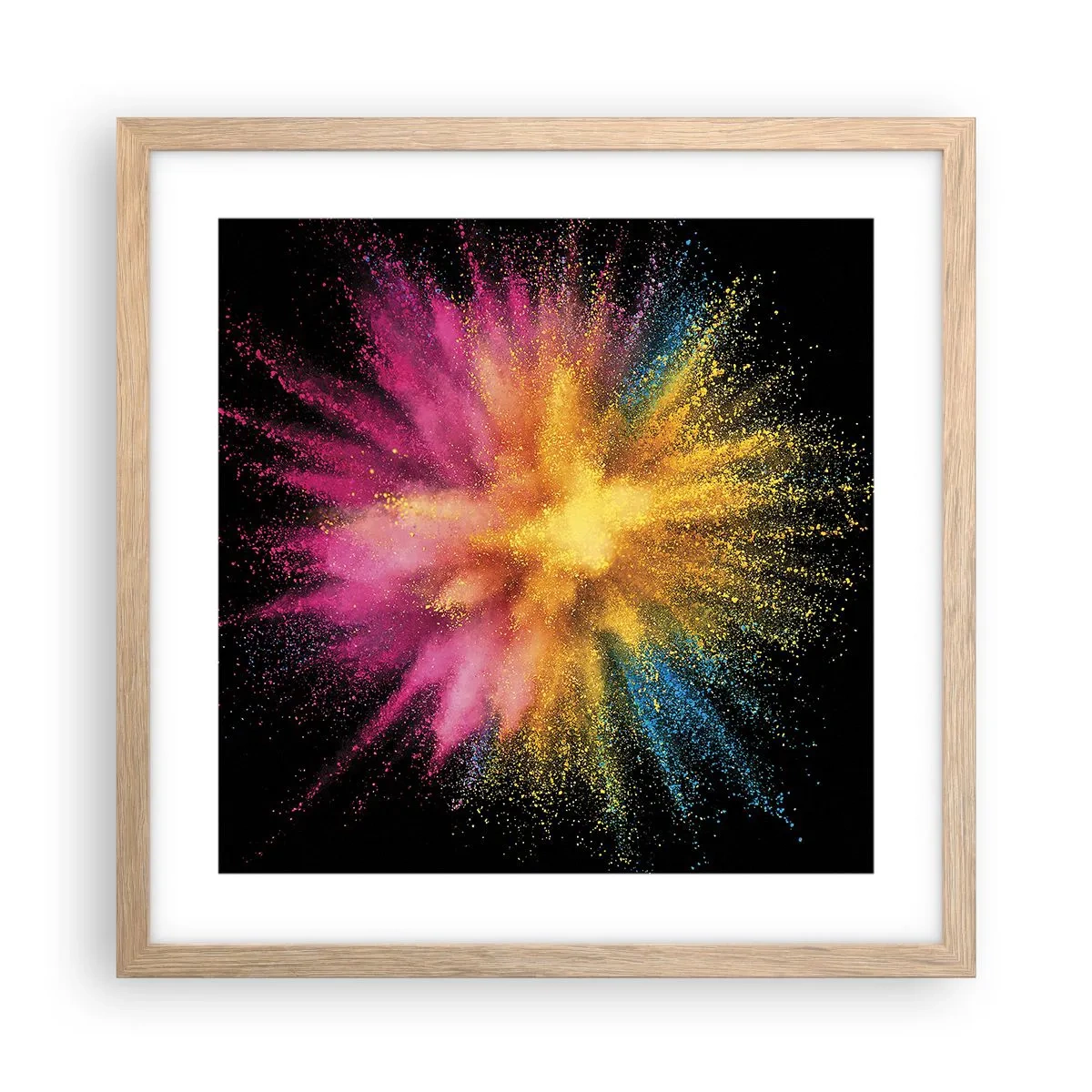 Poster in light oak frame - Birth of Colours - 40x40 cm