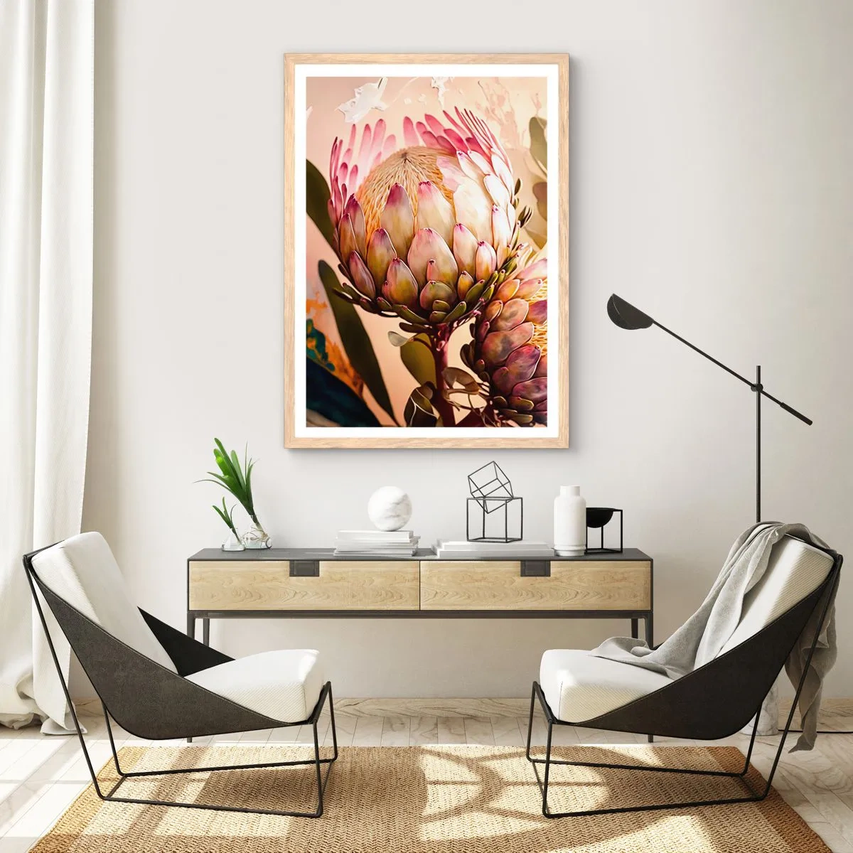 Poster in light oak frame - Tender Caress - 30x40 cm