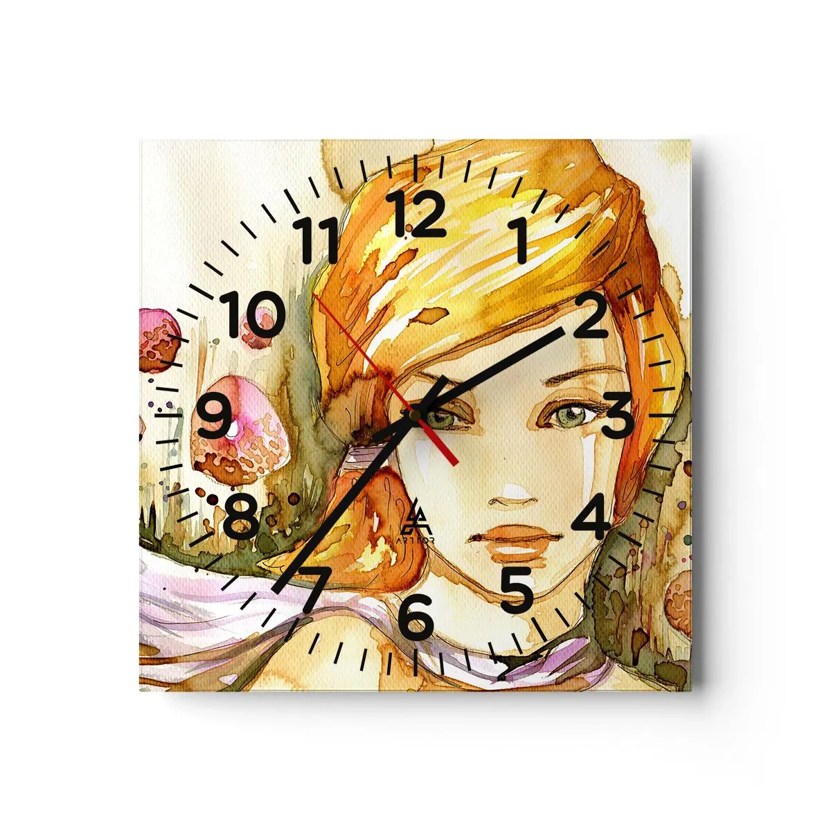 Wall clock - Clock on glass - Emerald Gaze, which Silences Anger - 30x30 cm