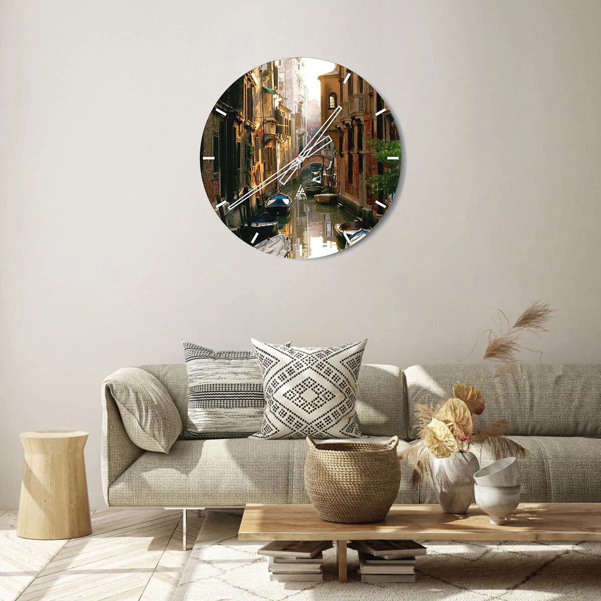Wall clock - Clock on glass - In a Venetian Alley - 40x40 cm