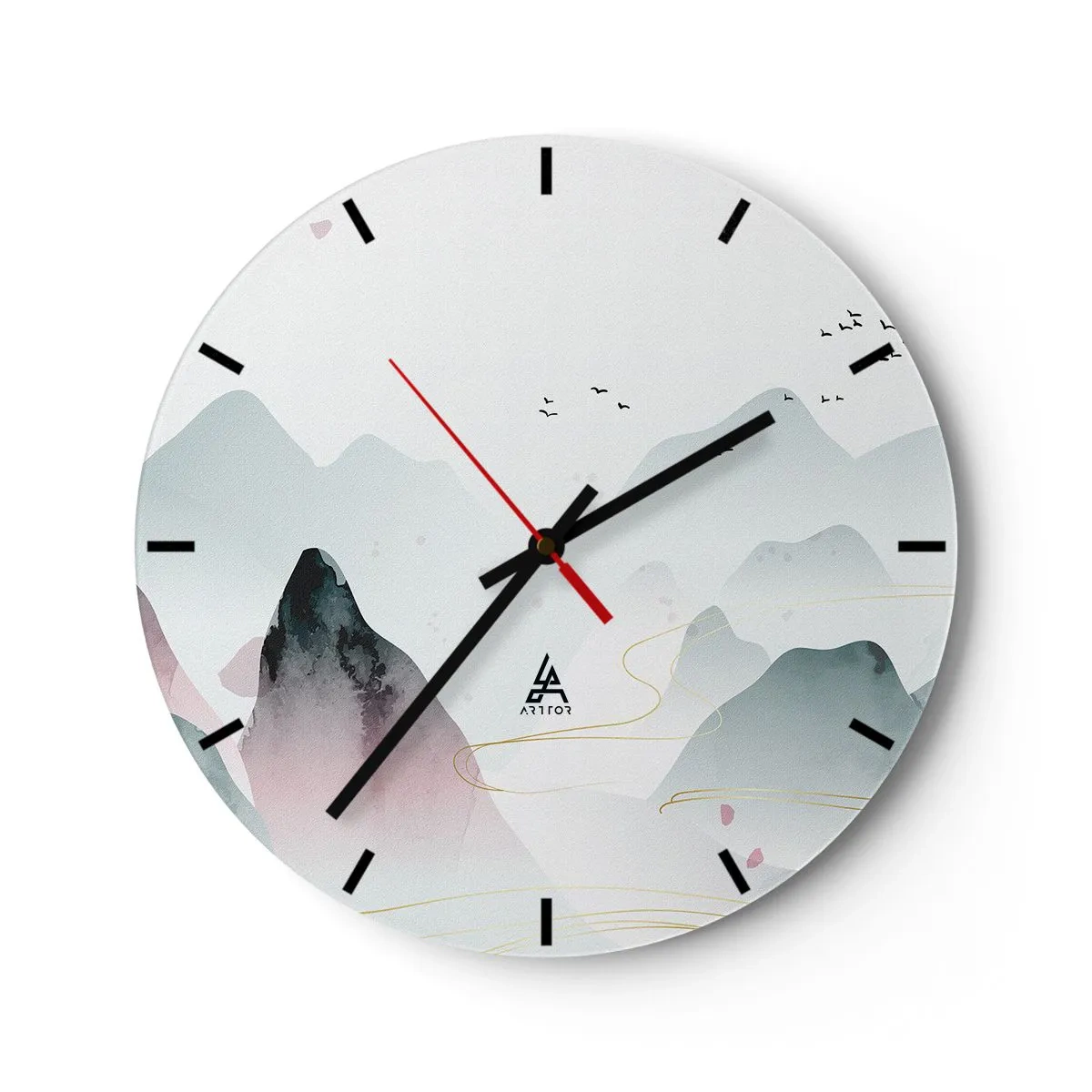 Wall clock - Clock on glass - Over the Peaks - 40x40 cm