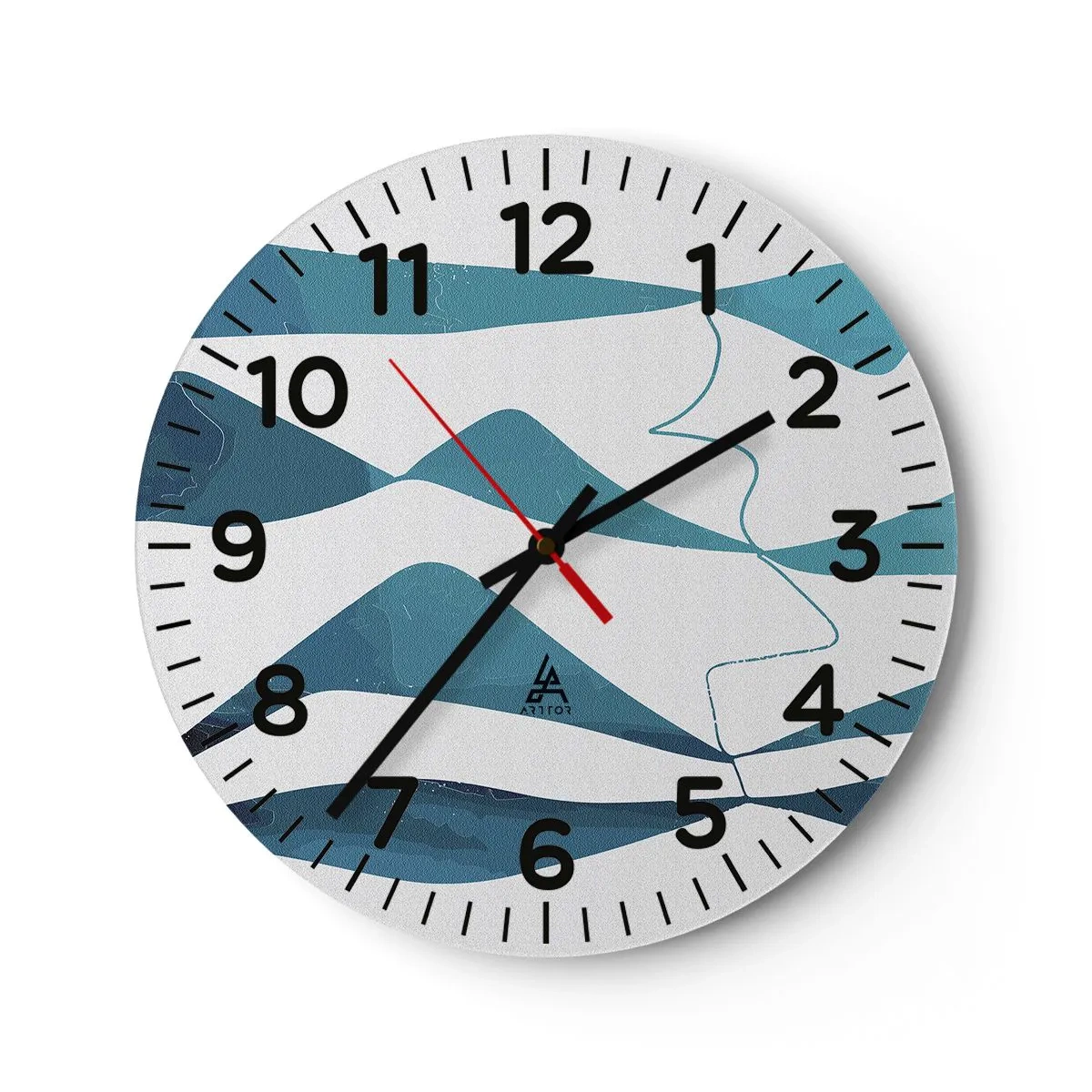 Wall clock - Clock on glass - Abstract: Turquoise Relation - 40x40 cm